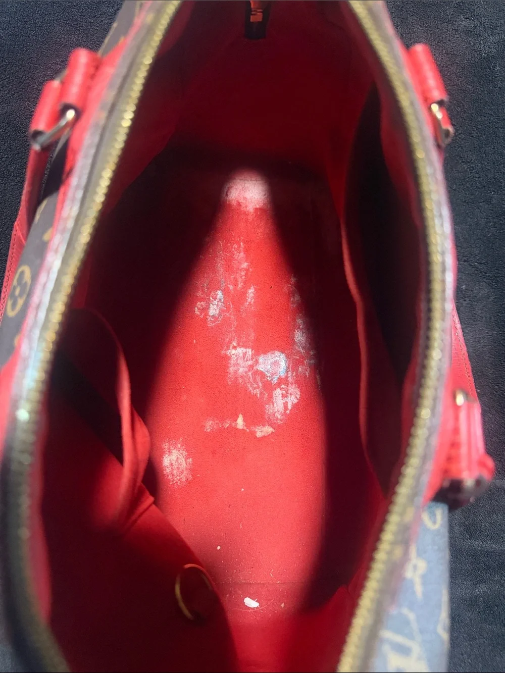 Louis Vuitton Monogram Satchel with Red Trim